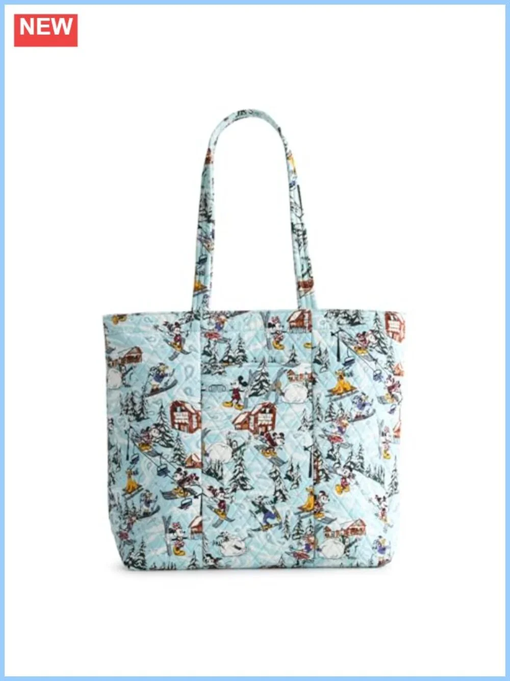 Quilted Cotton Tote Bag with Pockets and Zip Closure